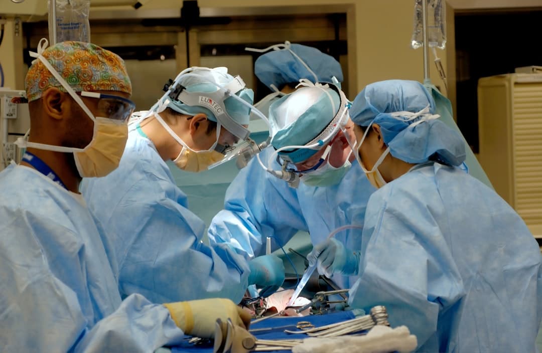A clinician in protective eyewear